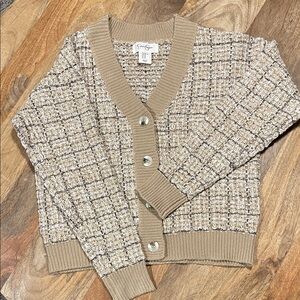Jessica Simpson Beige Tweed Cardigan